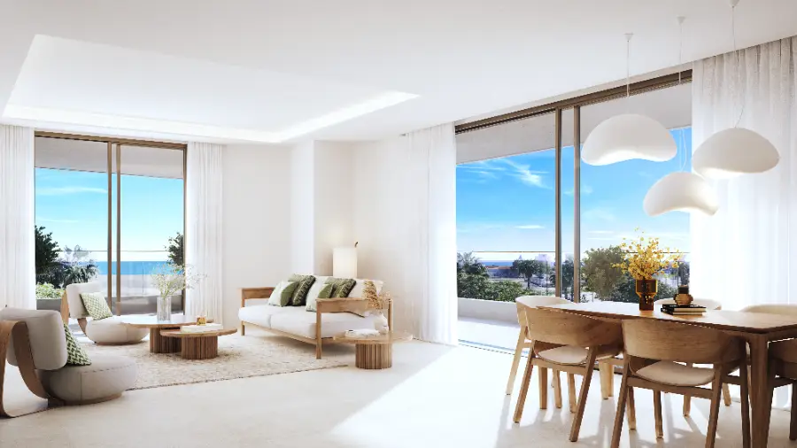 Prostorný salón s panoramatickými okny
